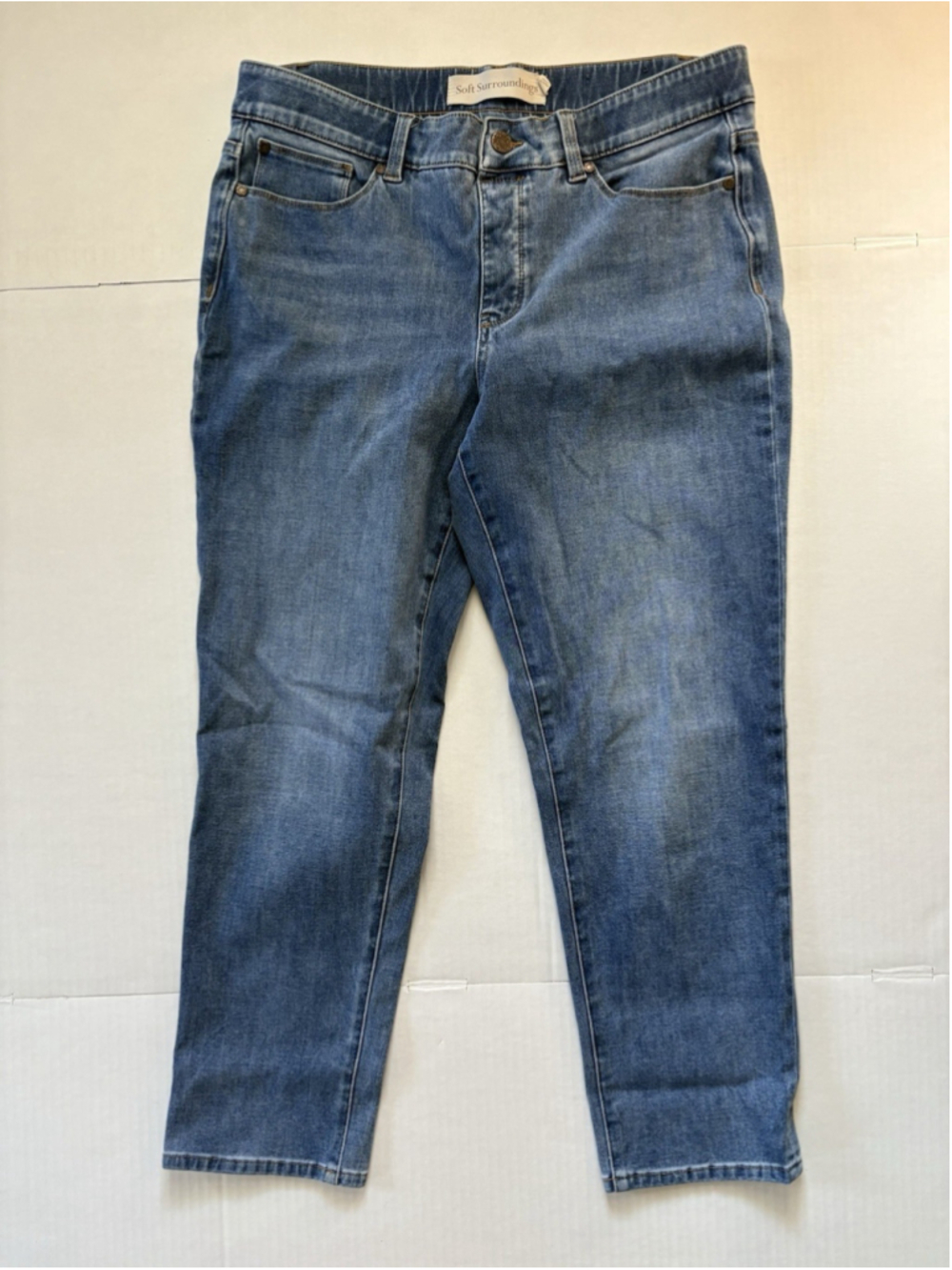 Soft Surroundings Jeans PL Blue Stretch Pull On Stretch Denim Straight leg
